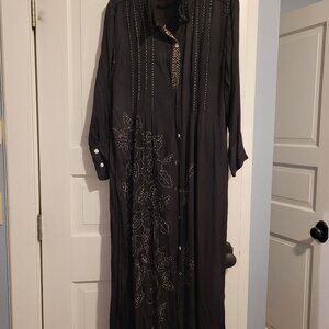 Magnolia Pearl black dress with flower applique - long length - OS